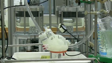 testing a soft artificial heart|artificial heart testing.